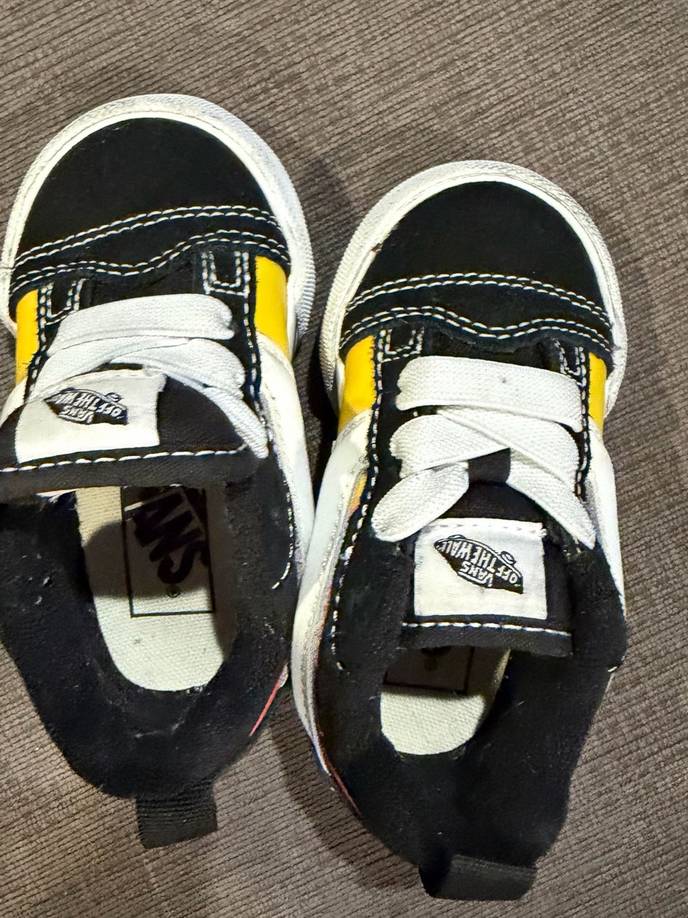 Vans Kids Black Sneakers with Yellow & Red Flame Detail - Picture 3 of 11